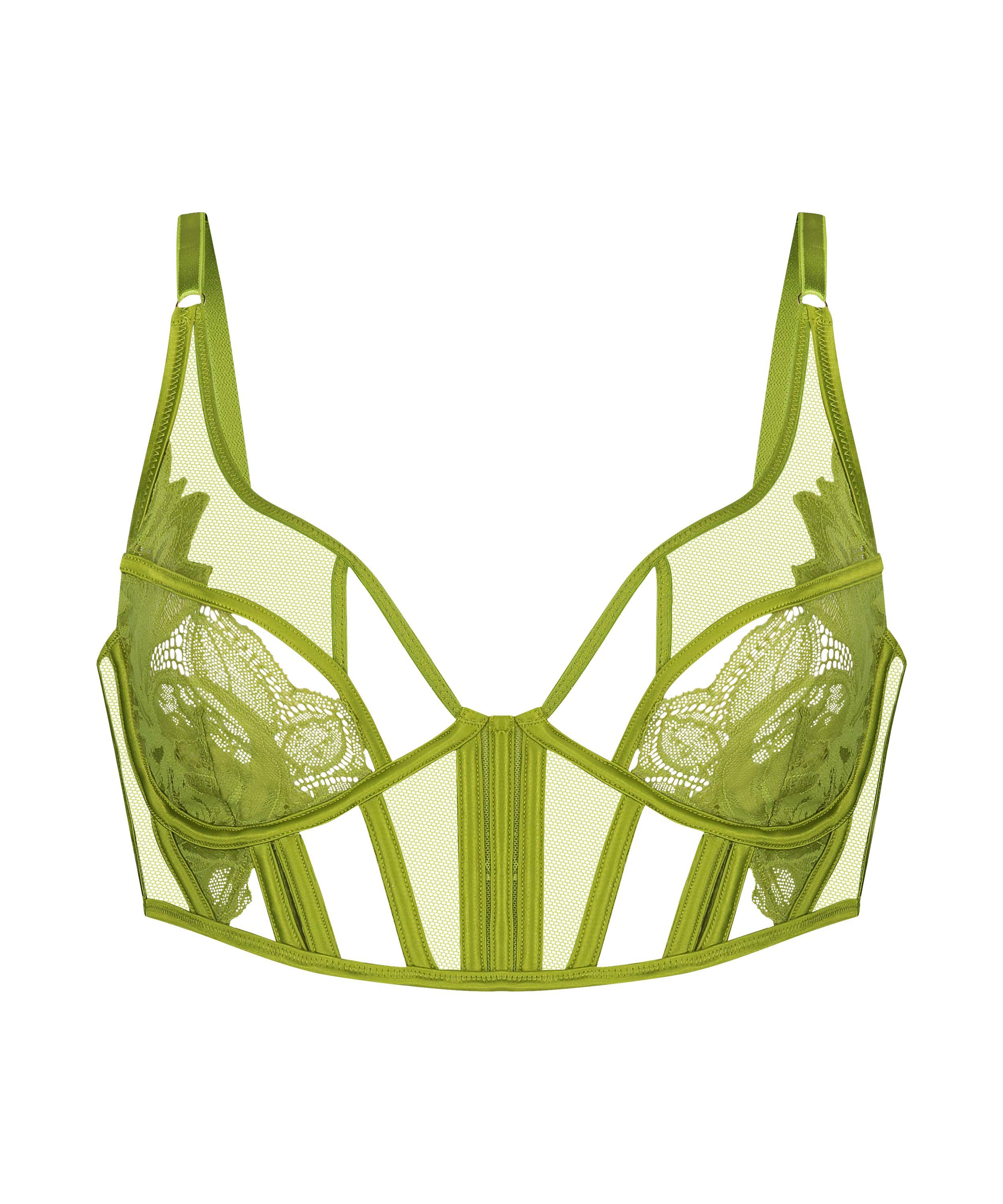 Billie Non-Padded Longline Underwired Bra, Green
