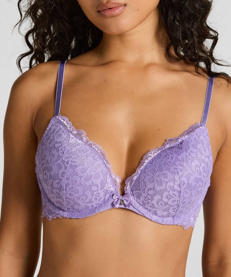 Marine Padded Push-Up Underwired Bra, Purple