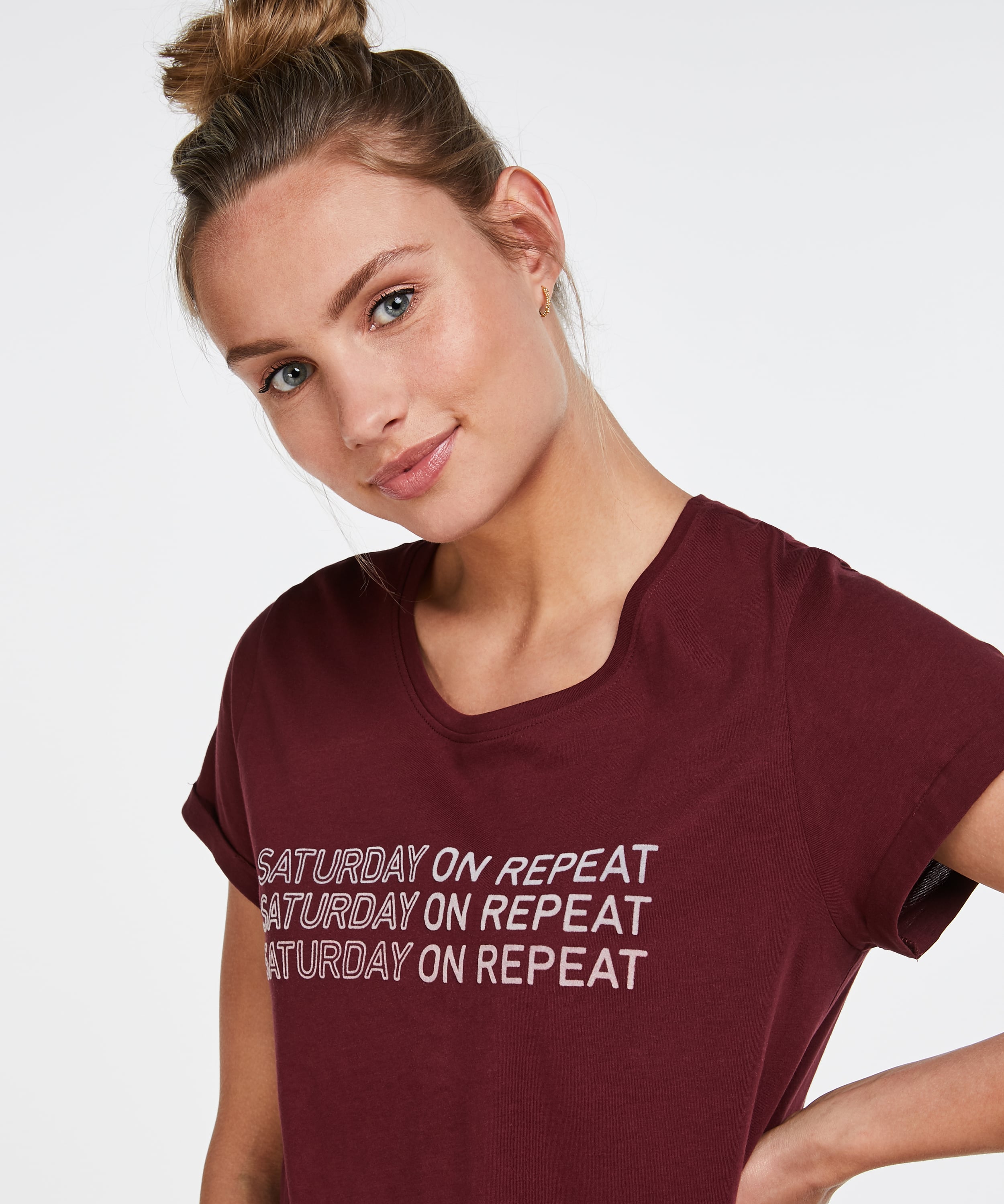 Round Neck Nightshirt, Red, main