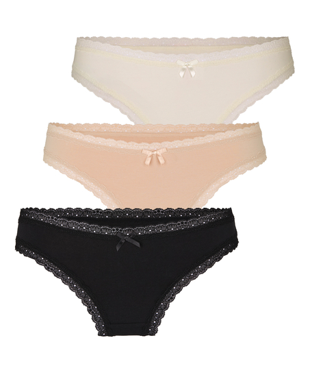 Multipack Cotton Thong, Beige