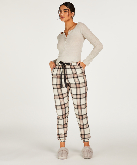 Tall Twill Check pyjama pants, Beige