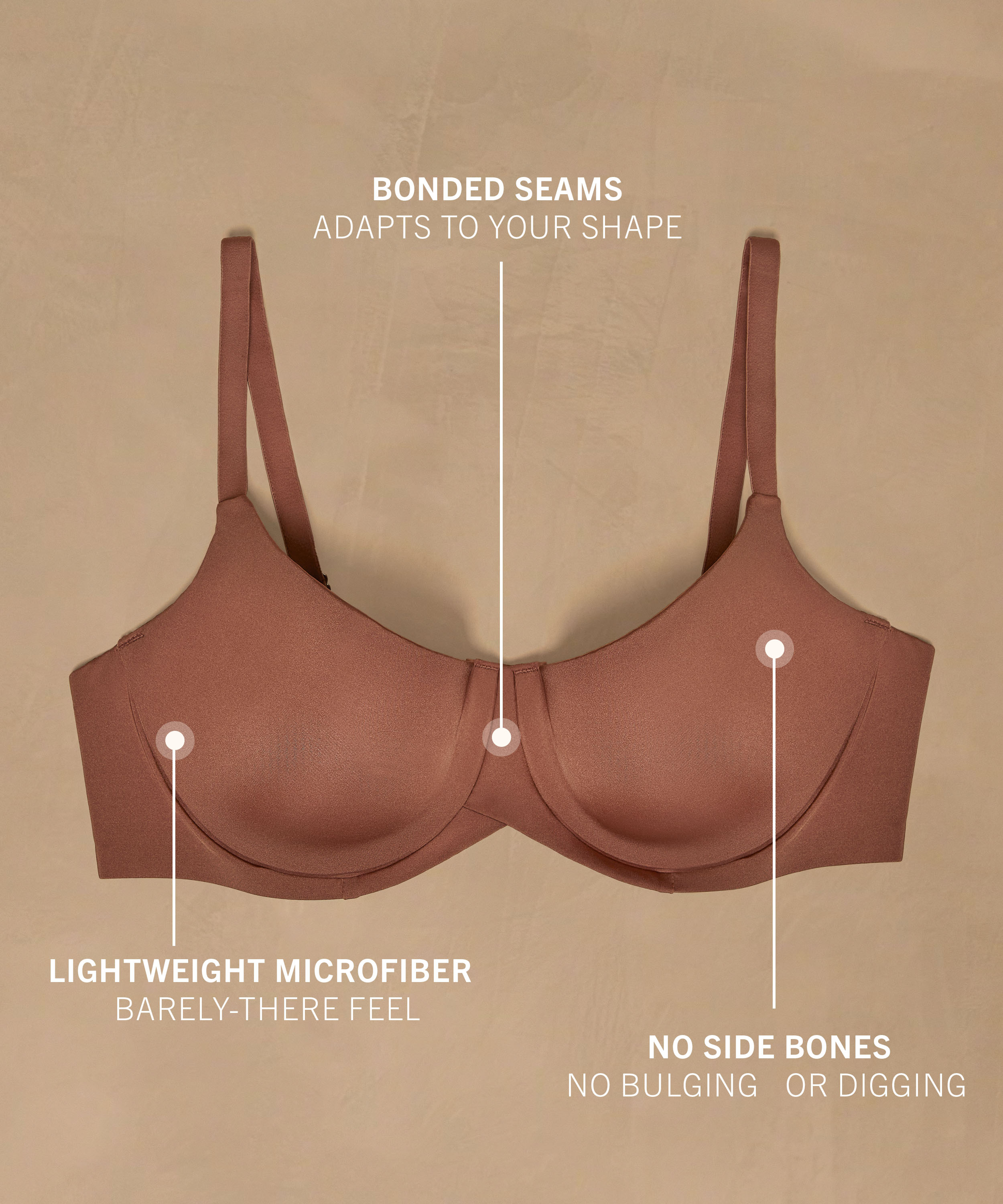 Smooth Padded Underwired Bra, Brown, main