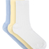 3 Pair Cotton Pointelle Crew Socks, Yellow