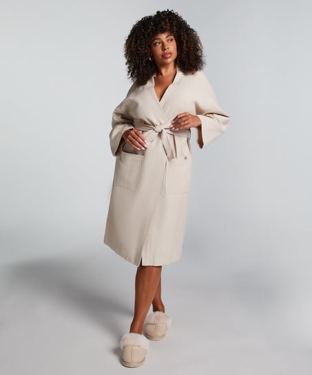 Waffle Bathrobe, Beige