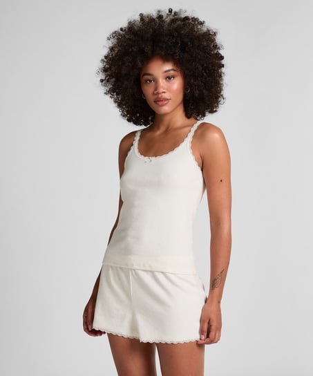 Pointelle Singlet, White