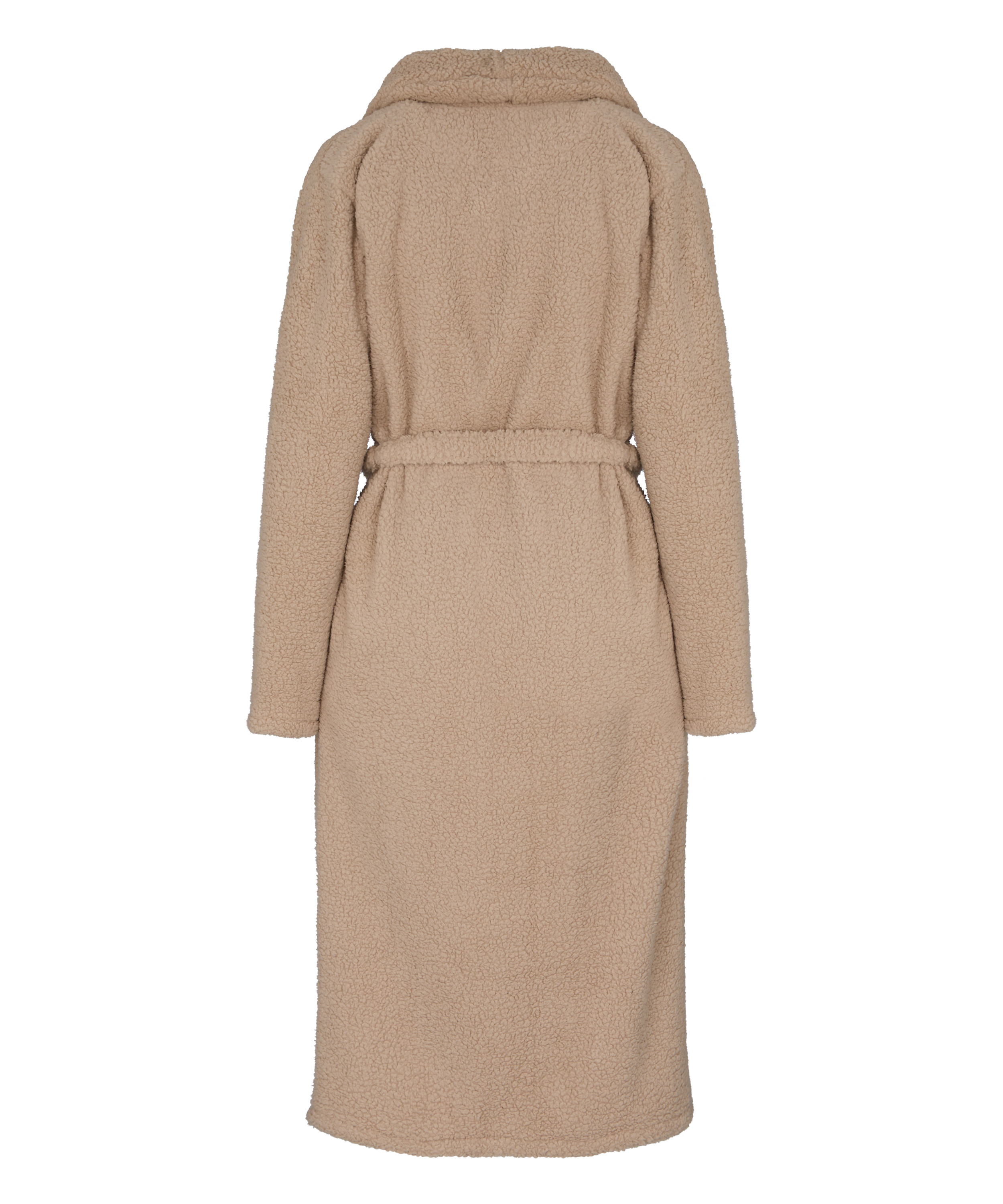Long Fleece Bathrobe, Beige, main