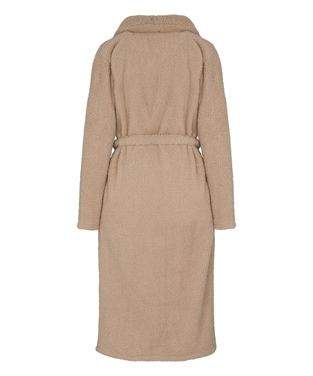 Long Fleece Bathrobe, Beige