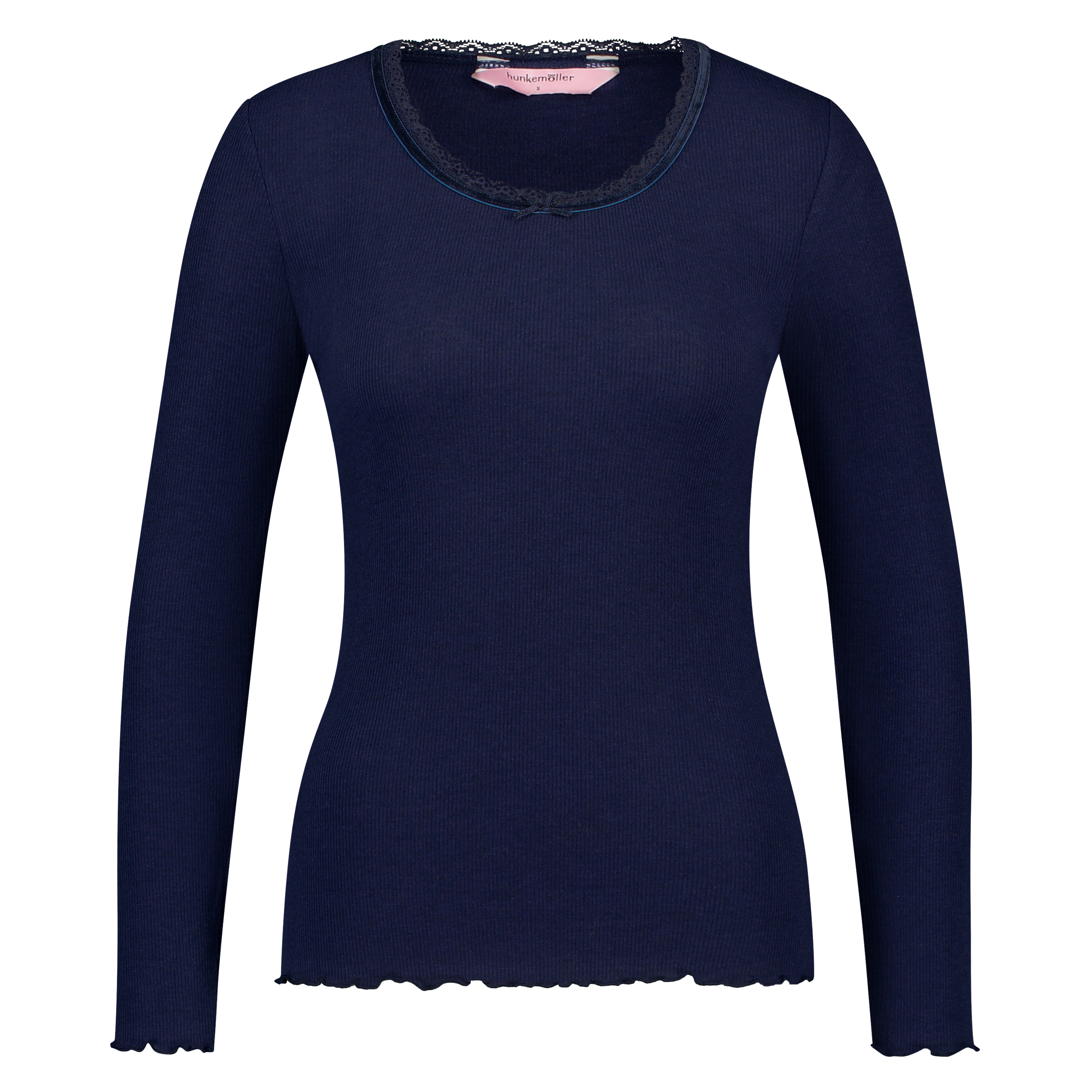 LS ribbed top R-neck, Blue, main