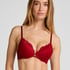 Marine Padded Push-Up Underwired Bra, Red