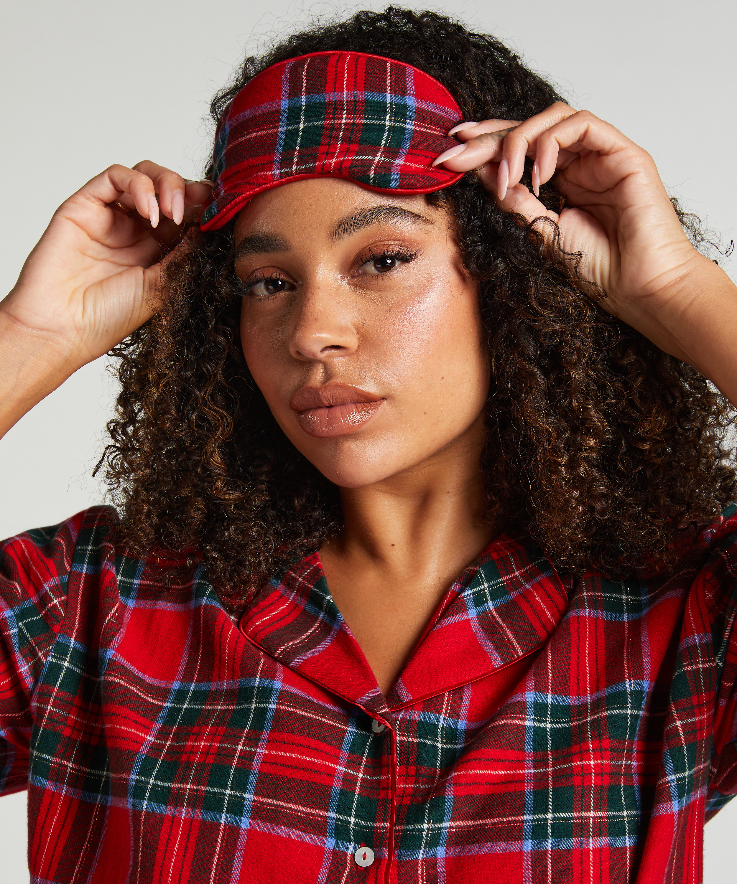 Flannel Sleeping Mask, Red, main