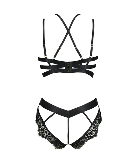 Private Flora Open Crotch Body, Black