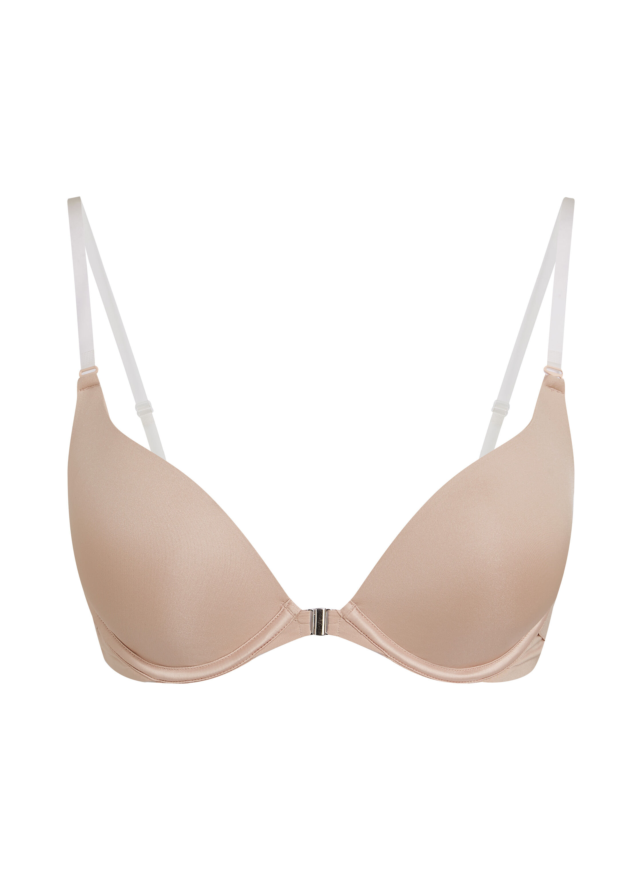 Transparant Padded Underwired Push-Up Bra, Beige