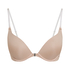Transparant Padded Underwired Push-Up Bra, Beige