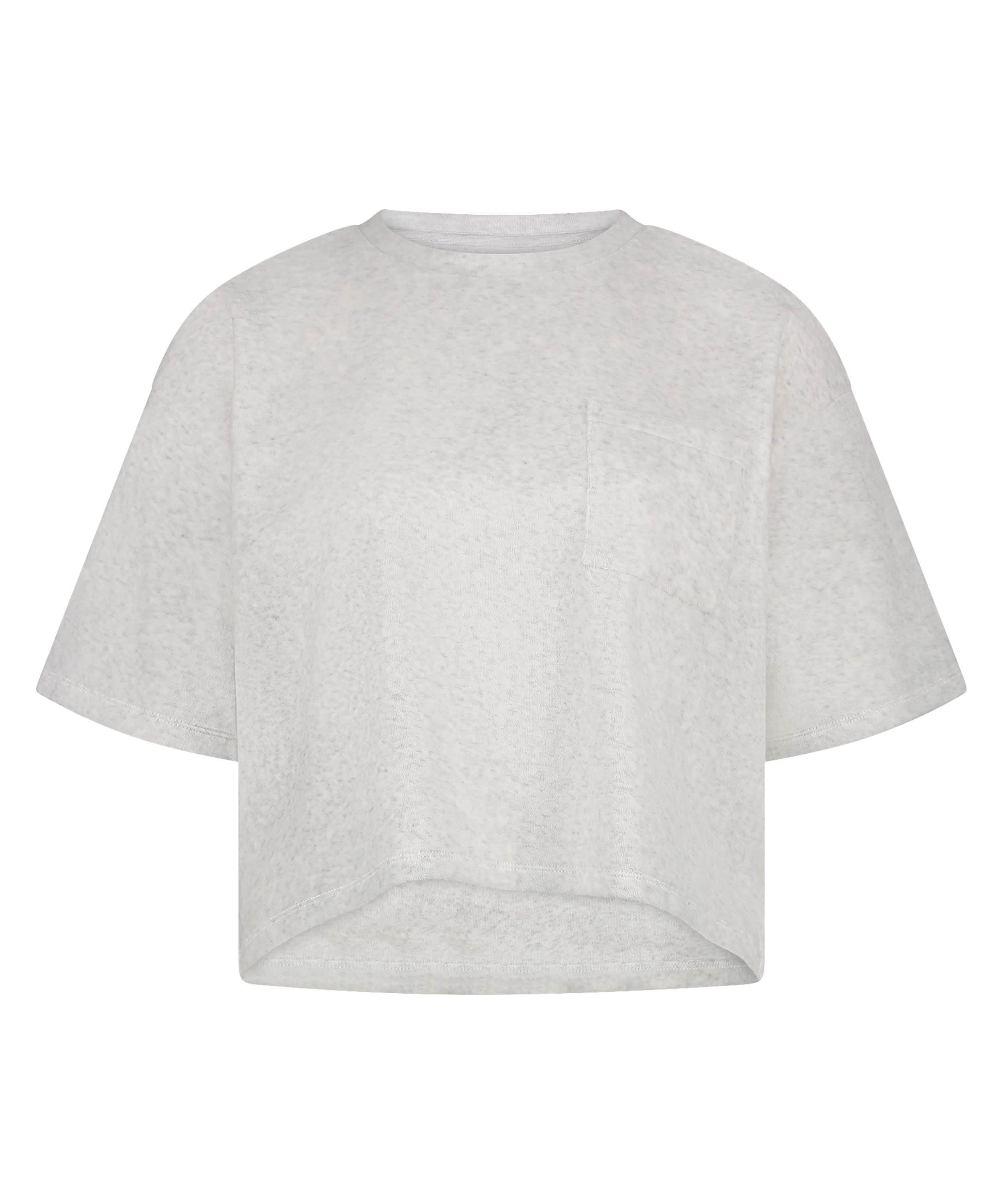 Short-sleeve velours top, Gray, main