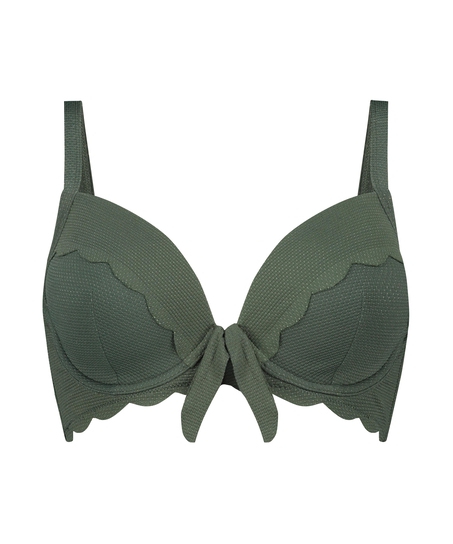 Scallop Glam padded underwired bikini top, Green