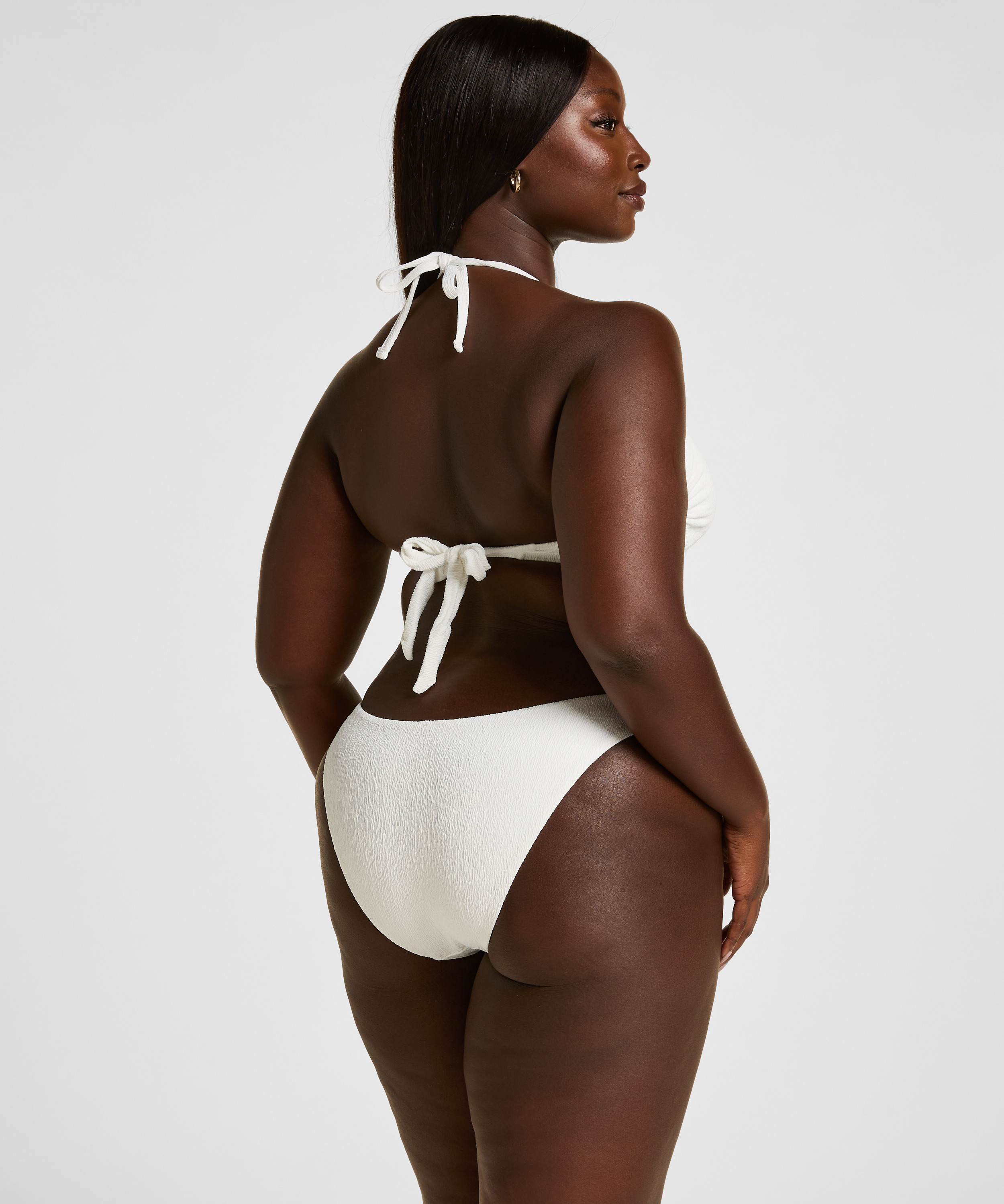 Highleg Bikini Bottom Crinkle, White, main