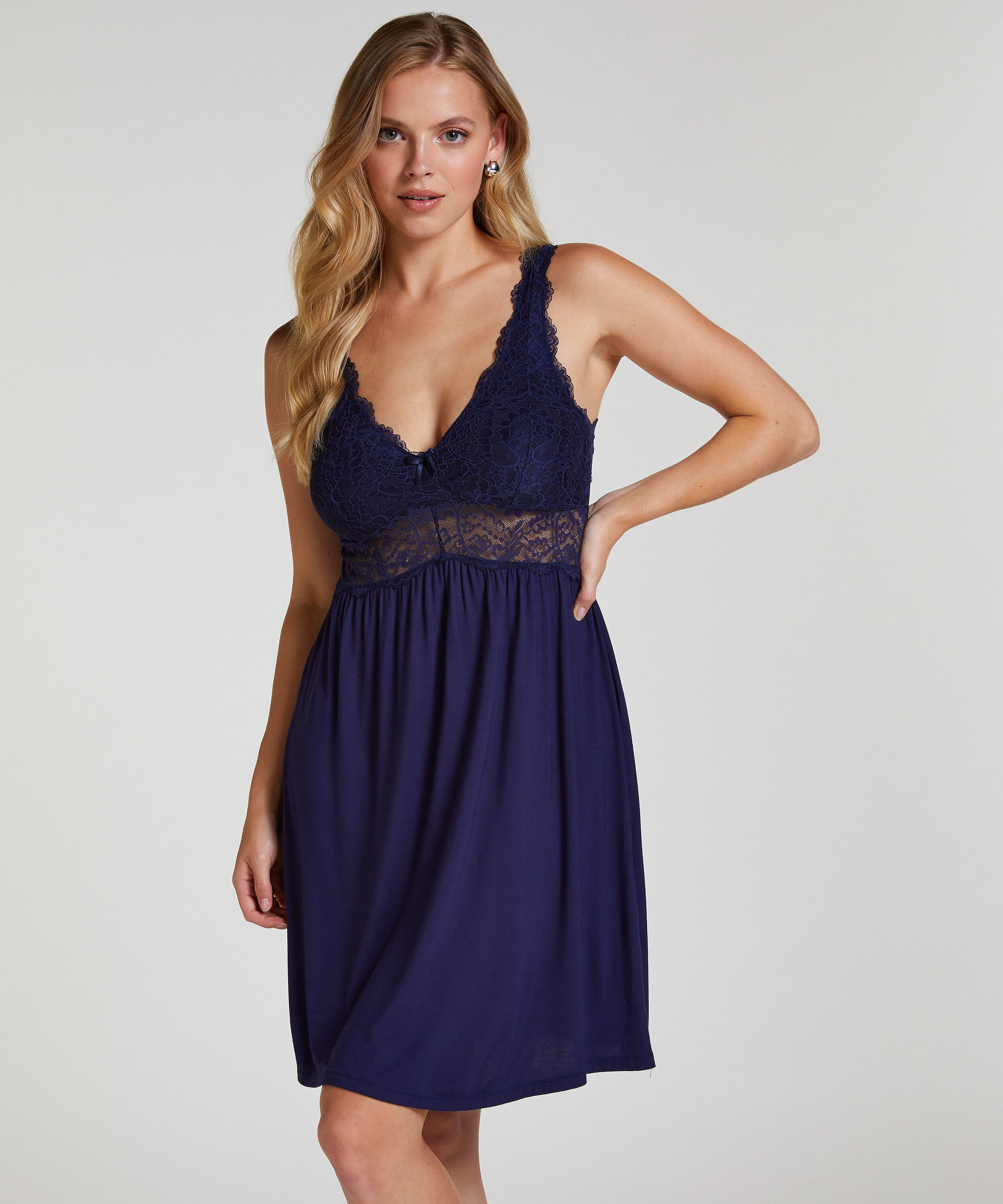 Nora Lace Slip Dress, Blue