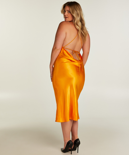 Satin Midi Dress, Orange