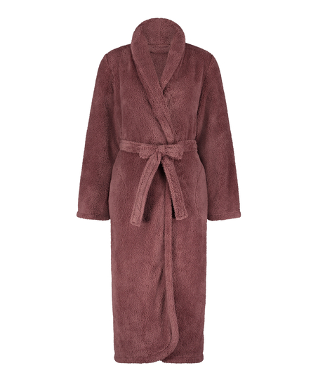 Long Fleece Bathrobe, Purple