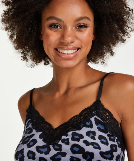 Velours Lace Cami Top, Gray