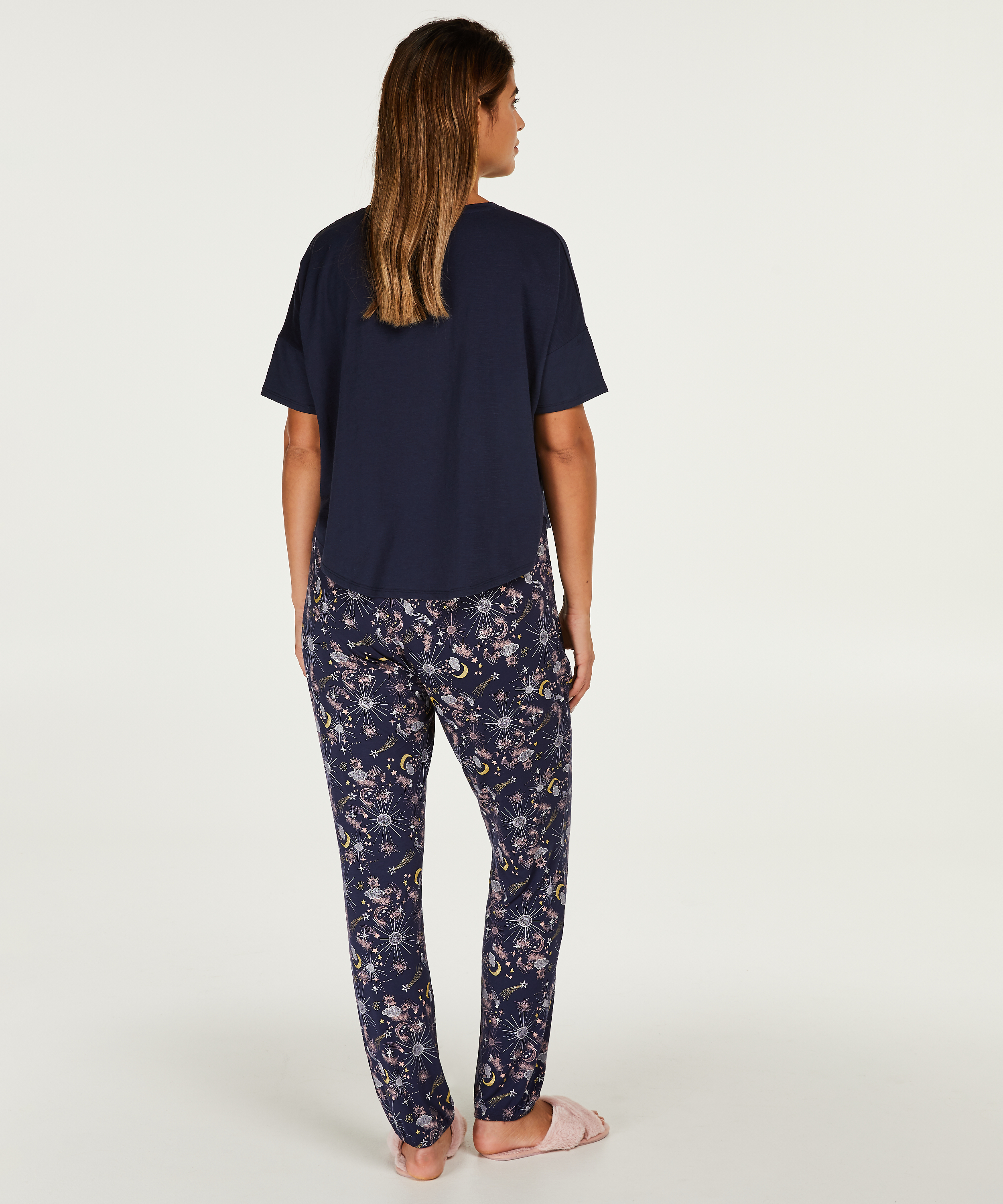 Loose-Fitting Short-Sleeved Pyjama Top, Blue, main