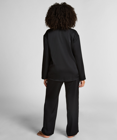 Satin Pinstripe Jacket, Black