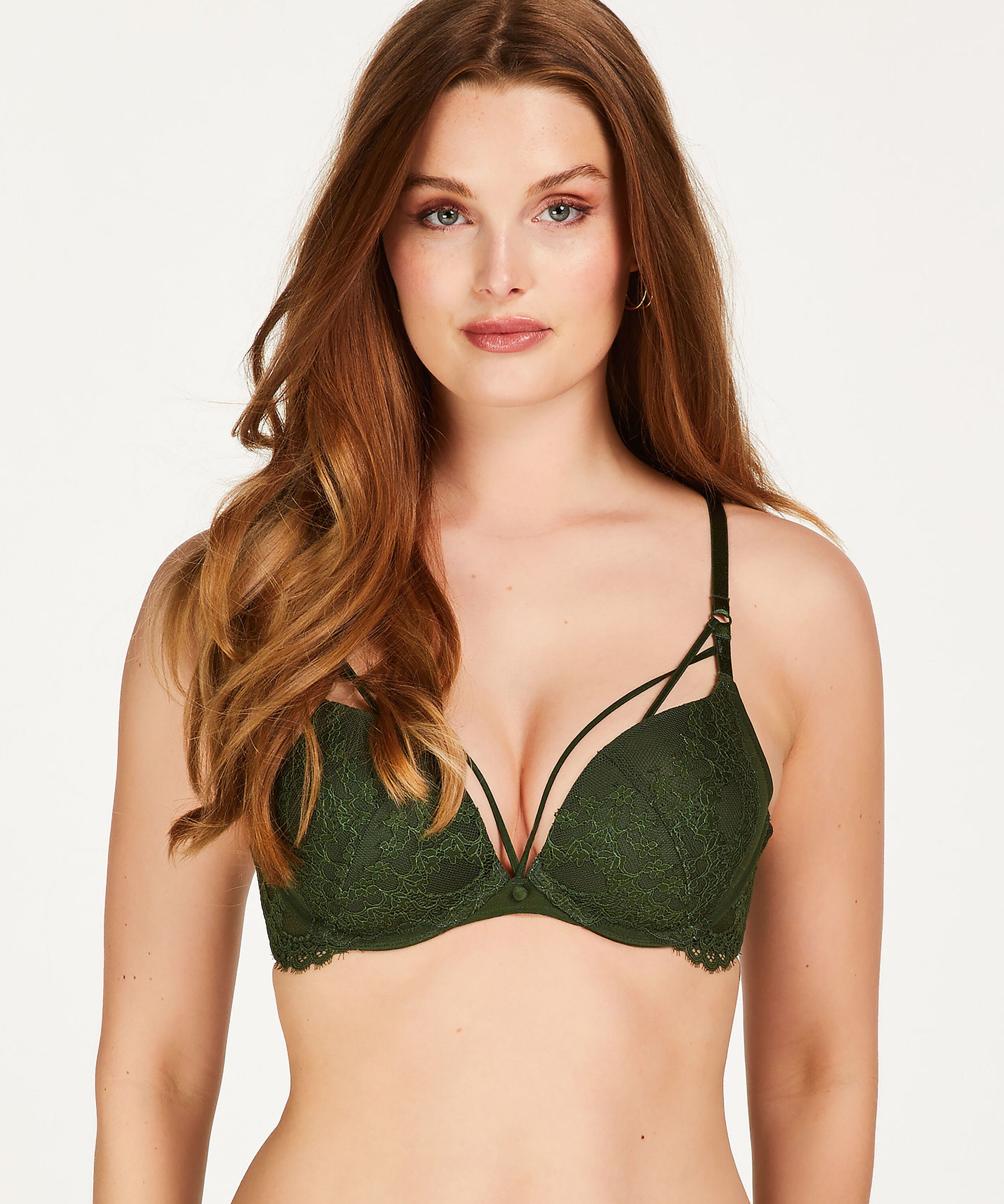 Daisy Padded Underwired Maximizer Bra, Green