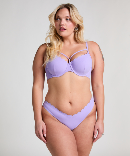 Scallop Padded Underwired Bikini Top, Purple