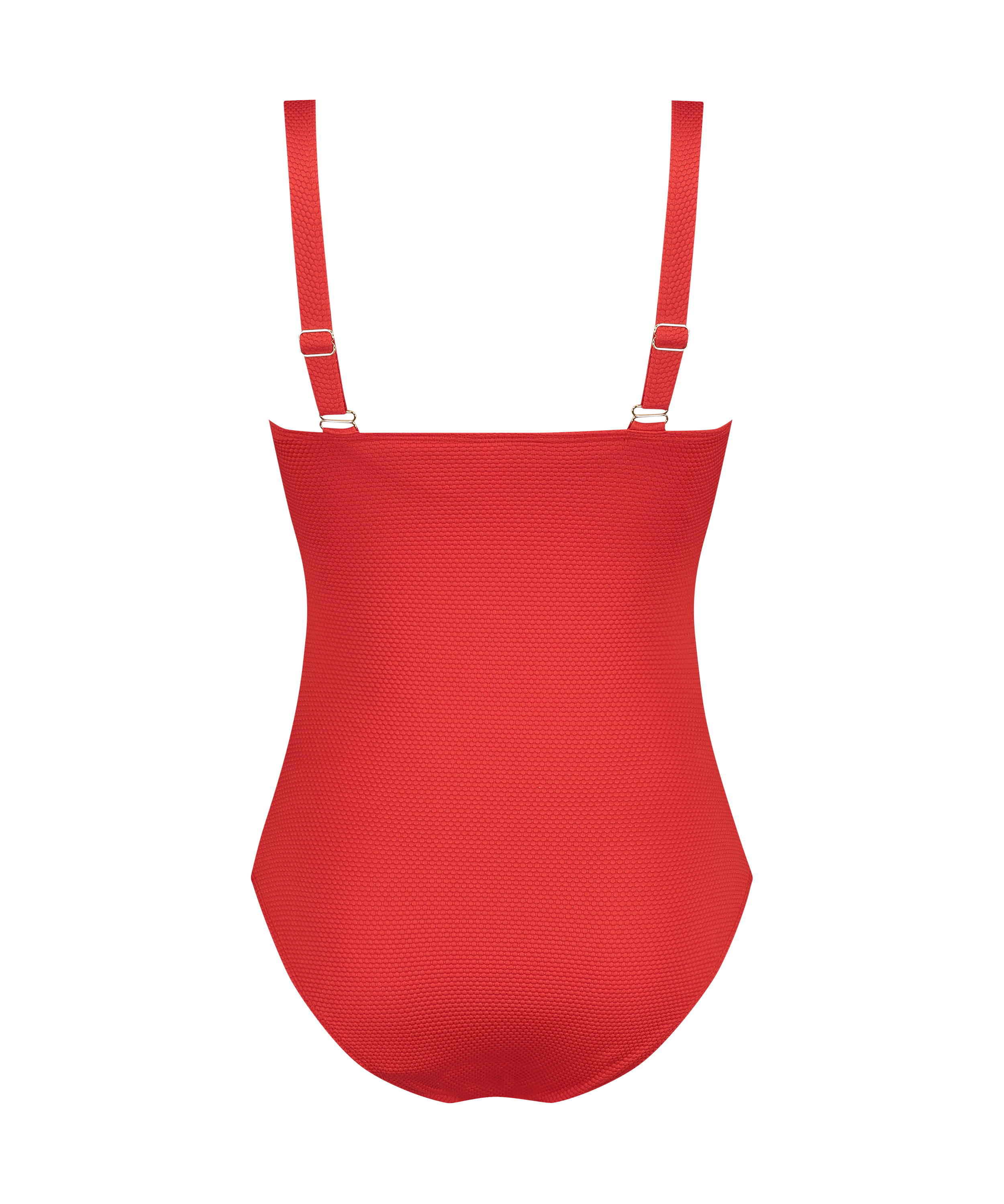 Shaping Scallop Swimsuit, Red, main