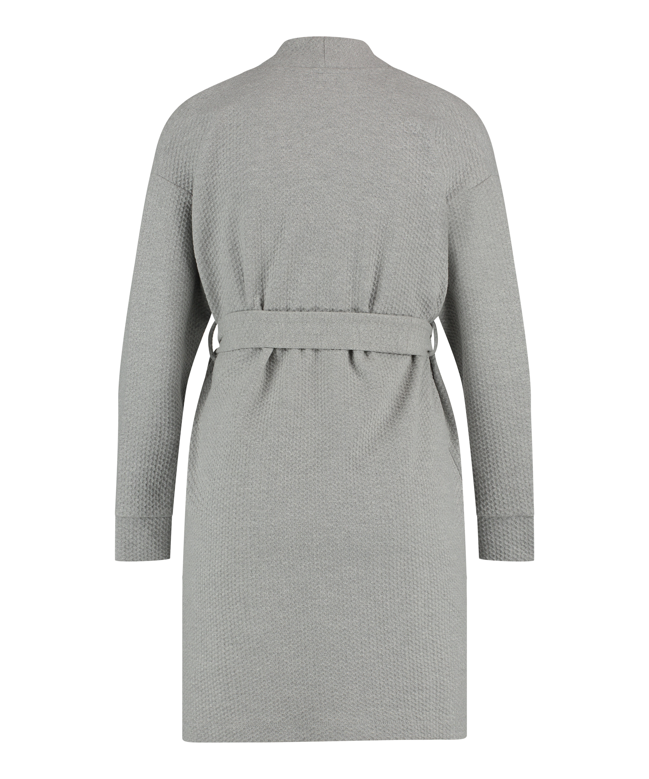Jacquard Short Jersey Robe, Gray, main