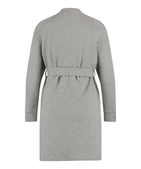 Jacquard Short Jersey Robe, Gray