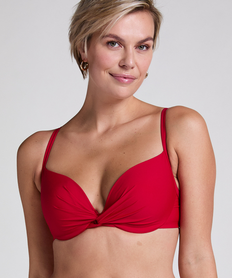 Luna padded bikini top, Red