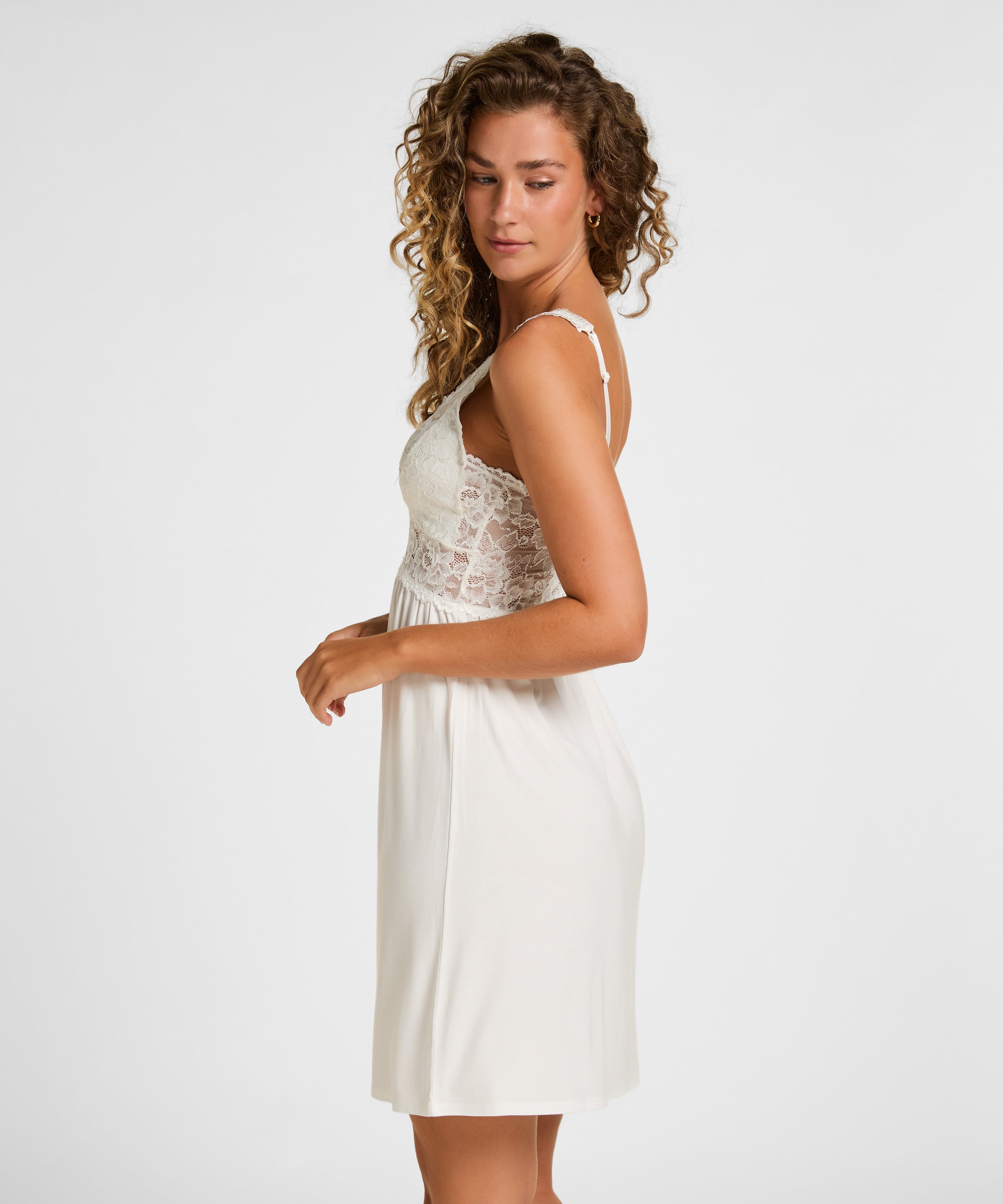 Nora Lace Slip Dress, White, main