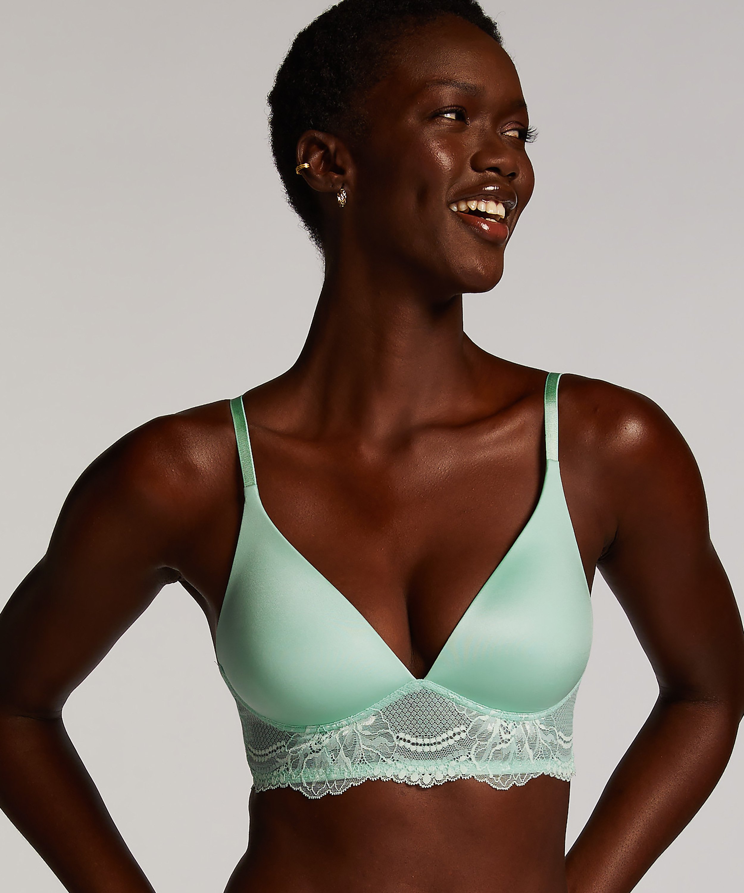 Leonie Padded Non-Wired Bra, Green, main