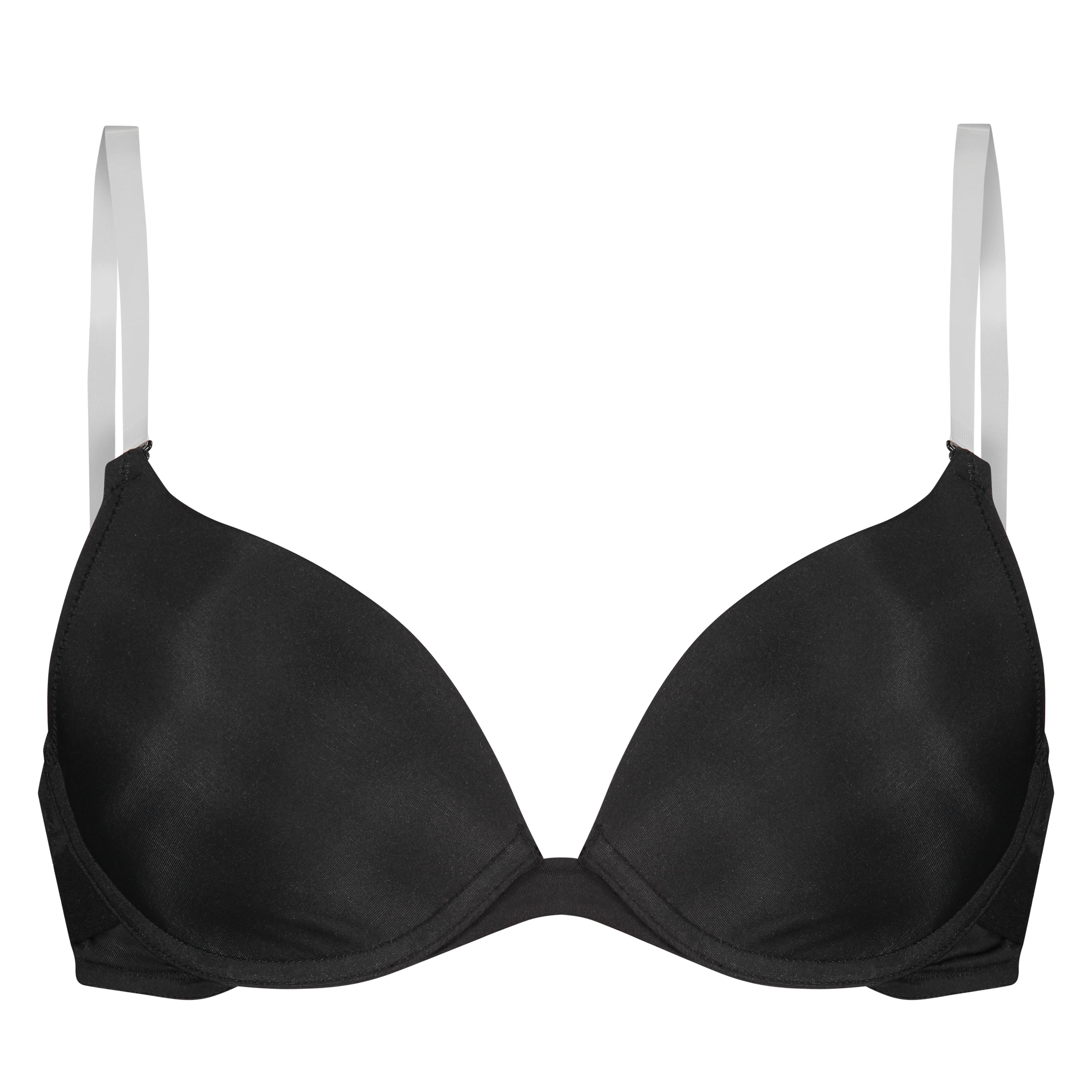 Transparent Back Padded Strapless Underwired Push-Up Bra, Black, main