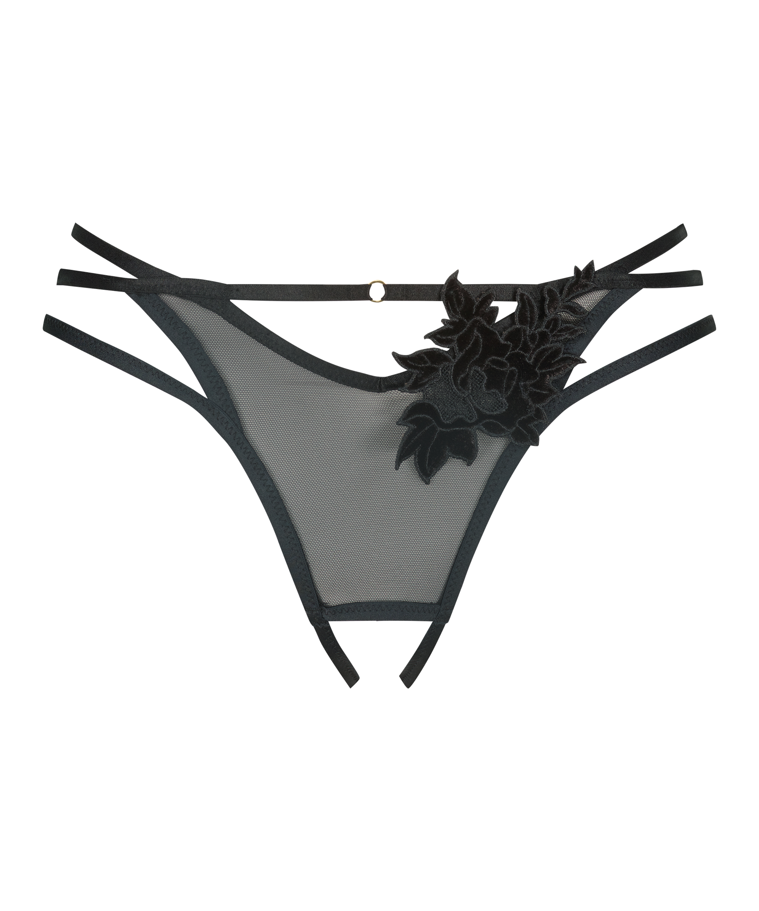 Effie open crotch knickers, Black, main