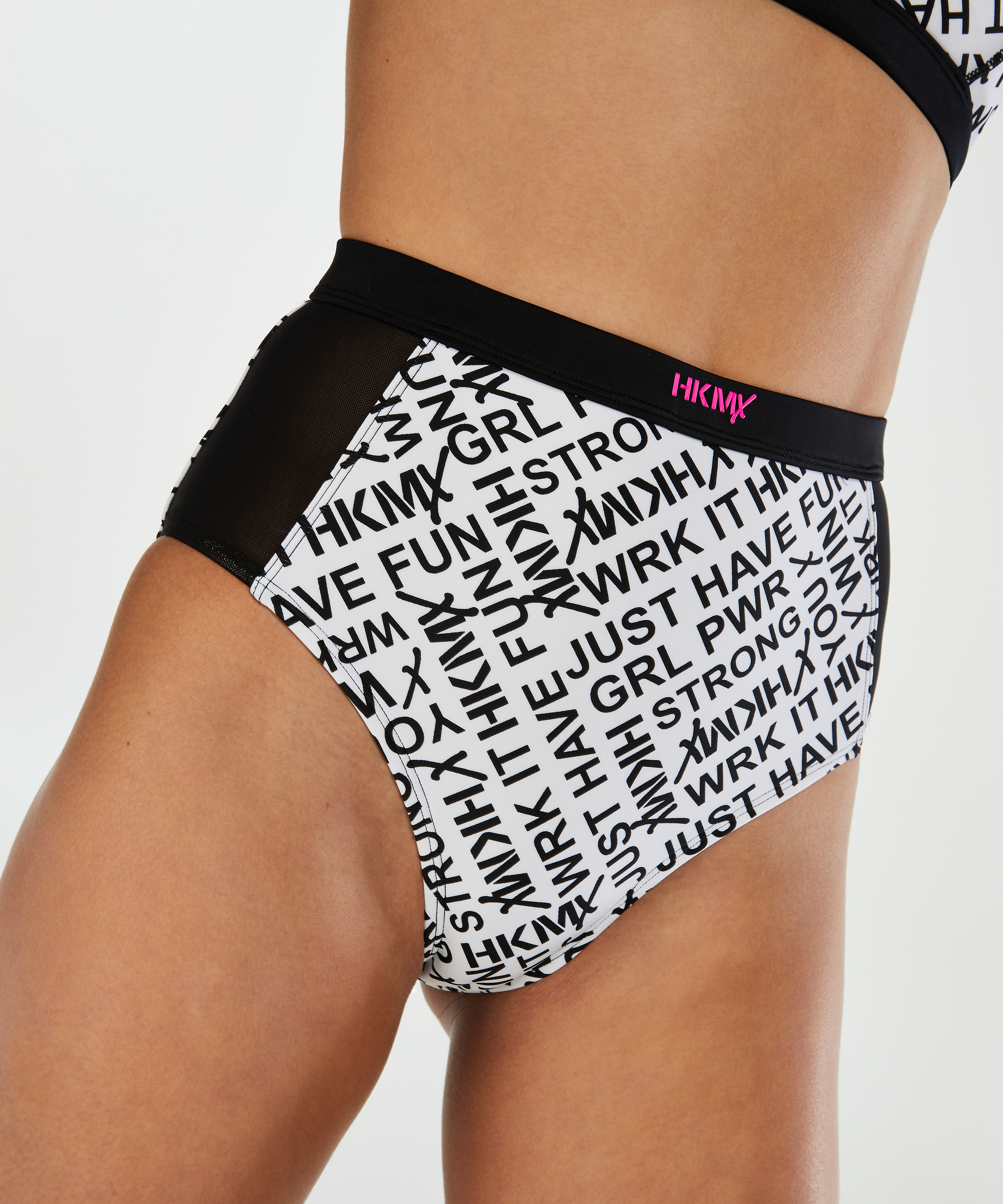 HKMX High Waist Cheeky Bikini Bottoms, White, main