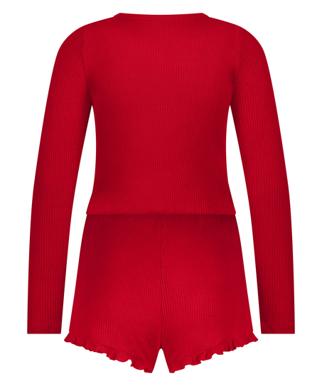 Brushed Short Onesie, Red