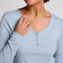 Longsleeved Pyjama Top Henley, Blue