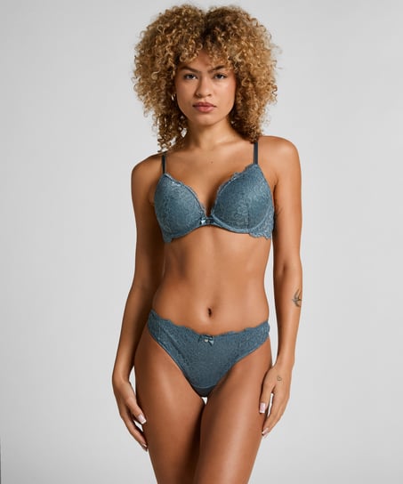 Marine Padded Push-Up Underwired Bra, Blue