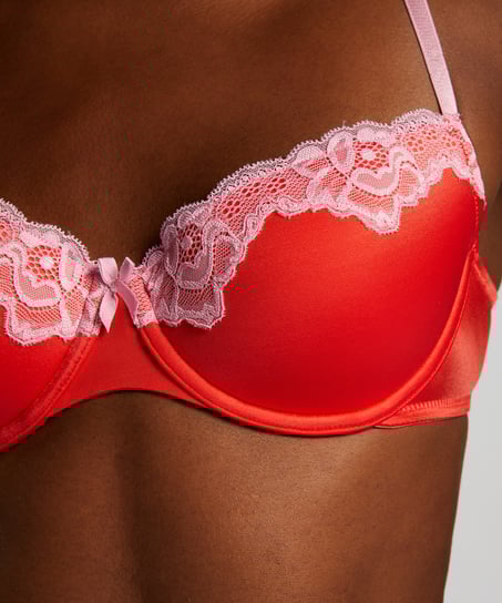 Lace & Shine Padded Underwired Bra, Red