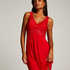 Nora Lace Slip Dress, Red