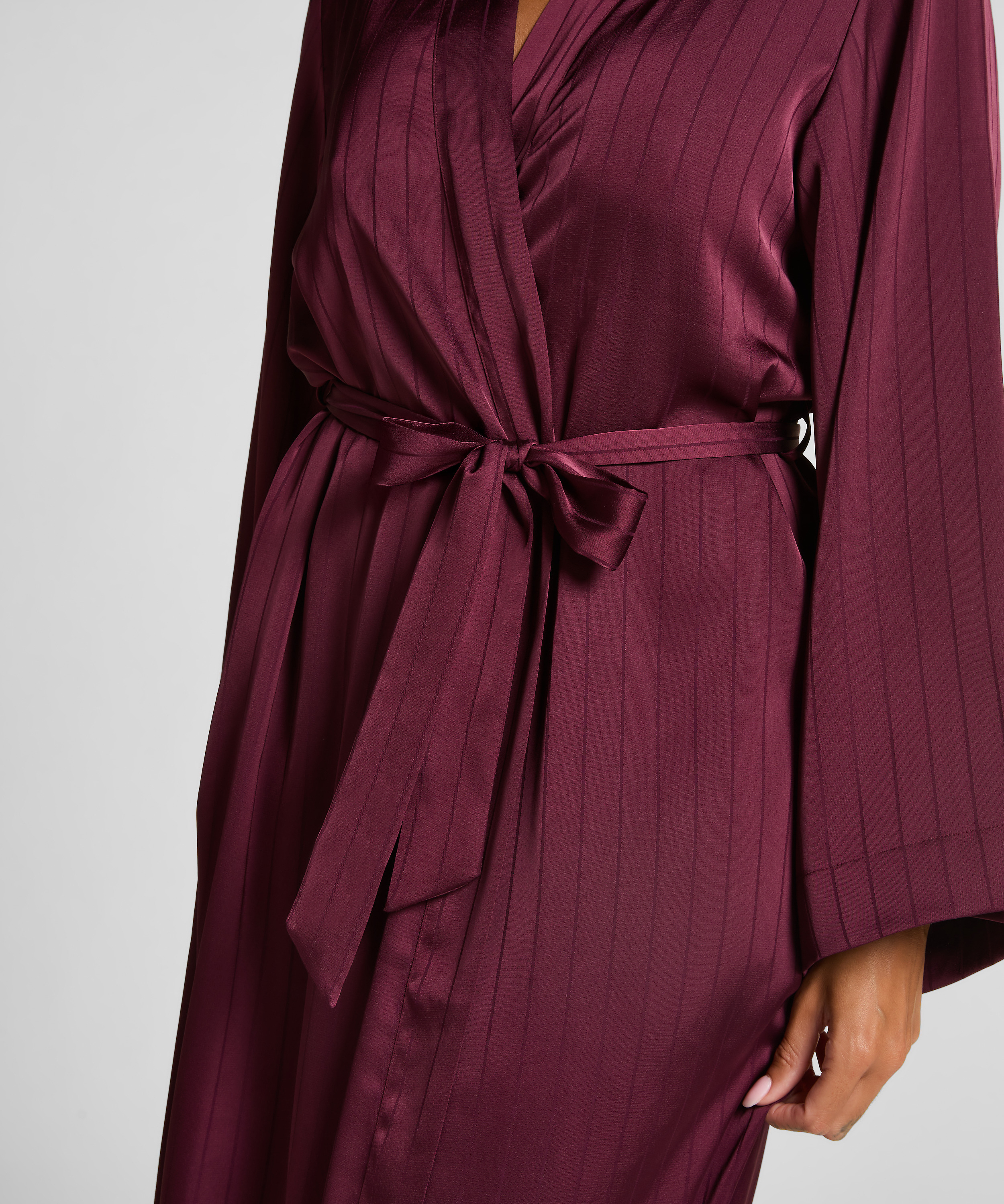 Satin Pinstripe Kimono, Purple, main