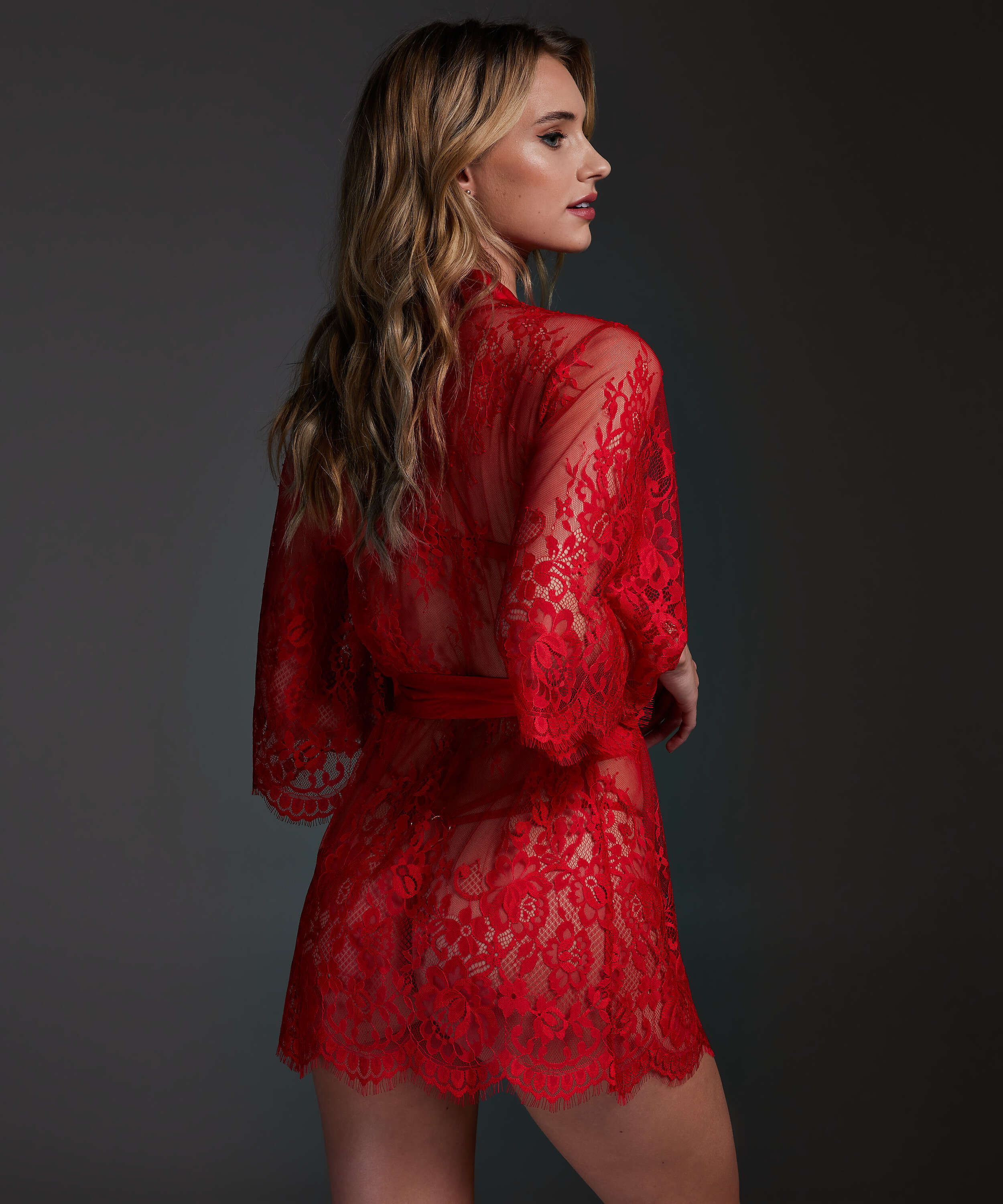 Isabelle Lace Kimono, Red, main