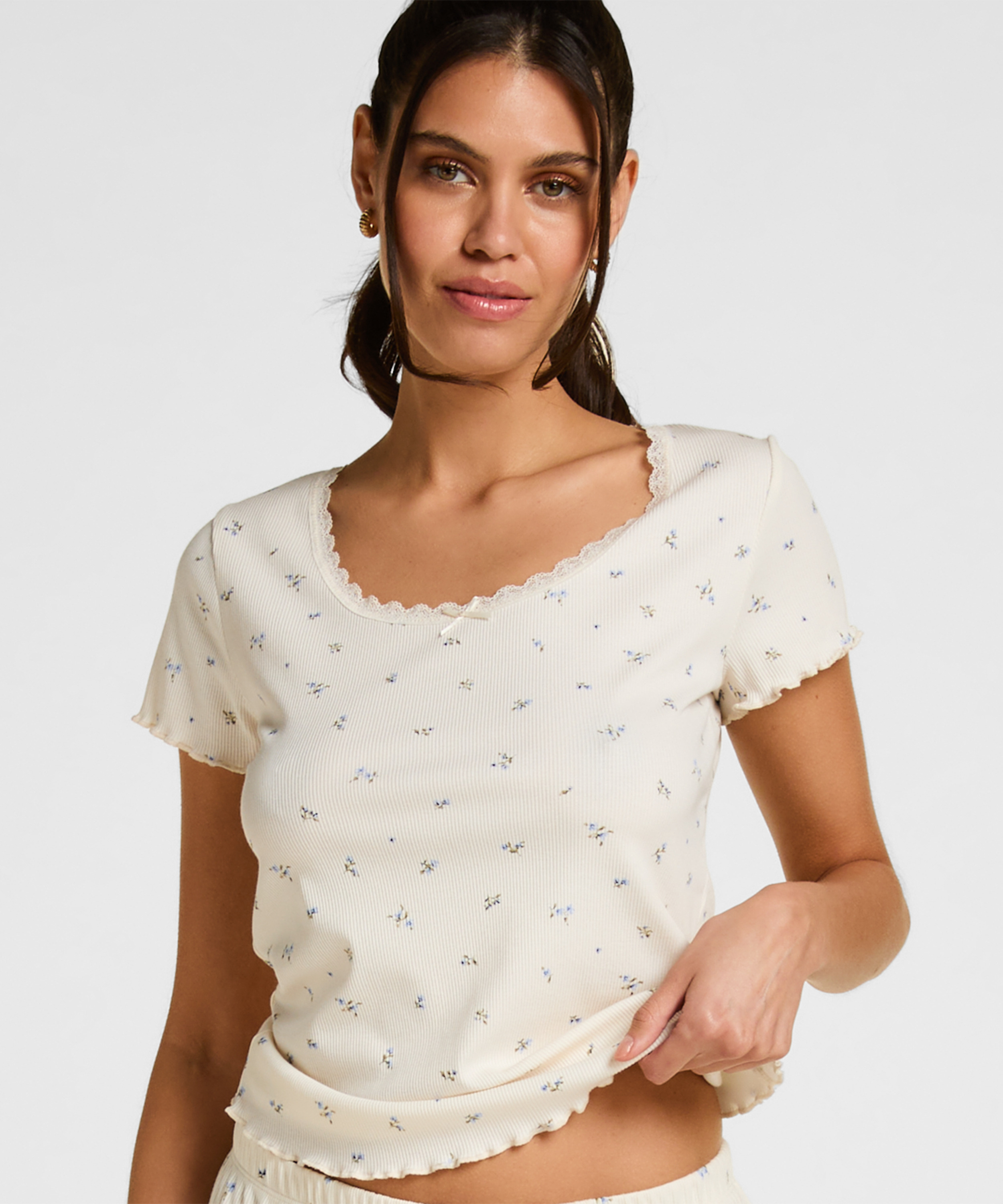 Daisy Pyjama Shirt, White, main