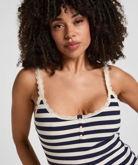 Singlet Rib Jersey Lace, Blue