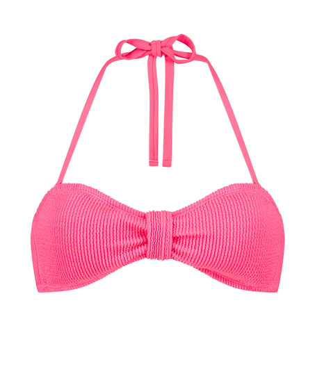 Crinkle Bandeau Bikini Top, Pink