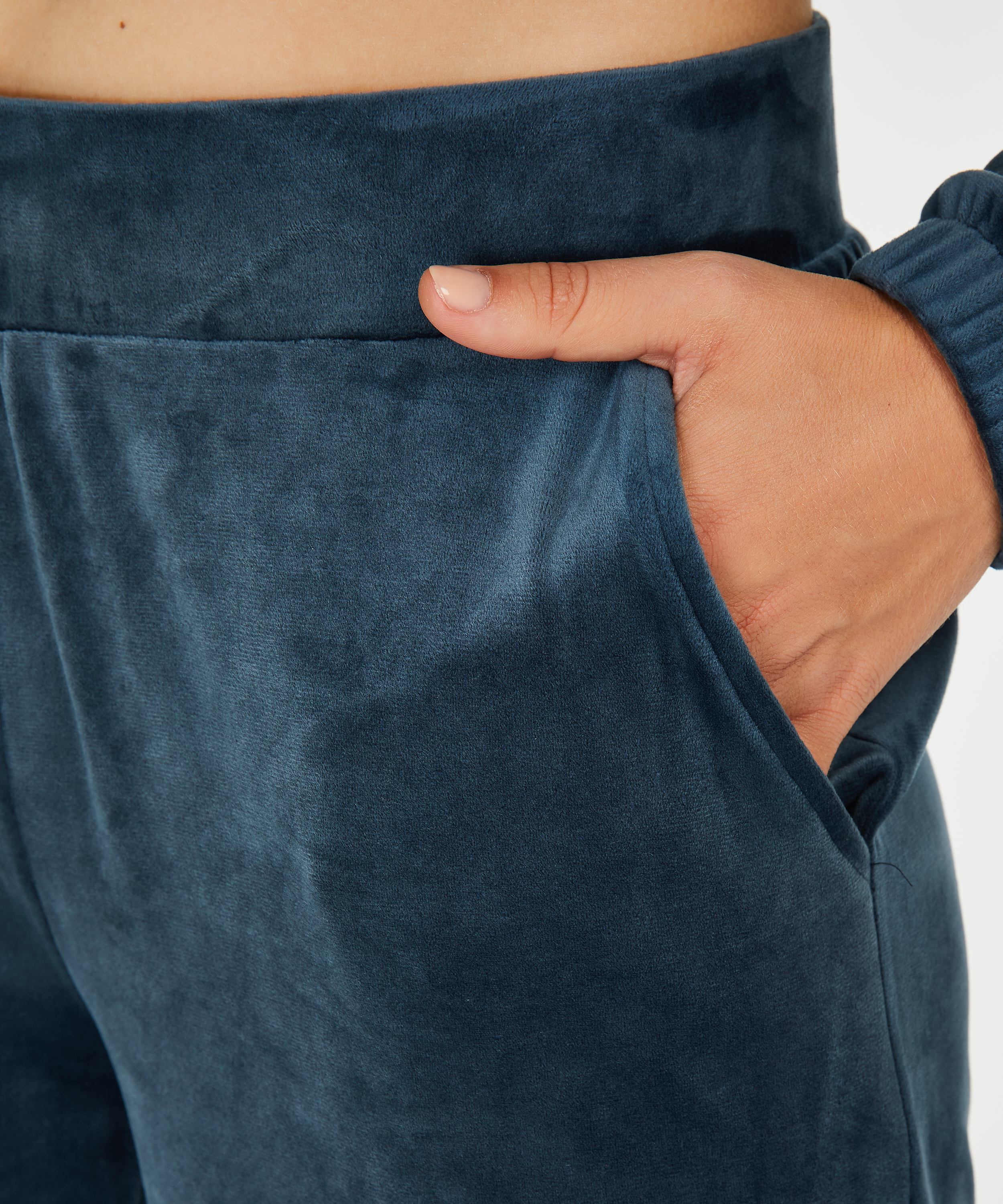 Velours Pyjama Bottoms, Blue, main