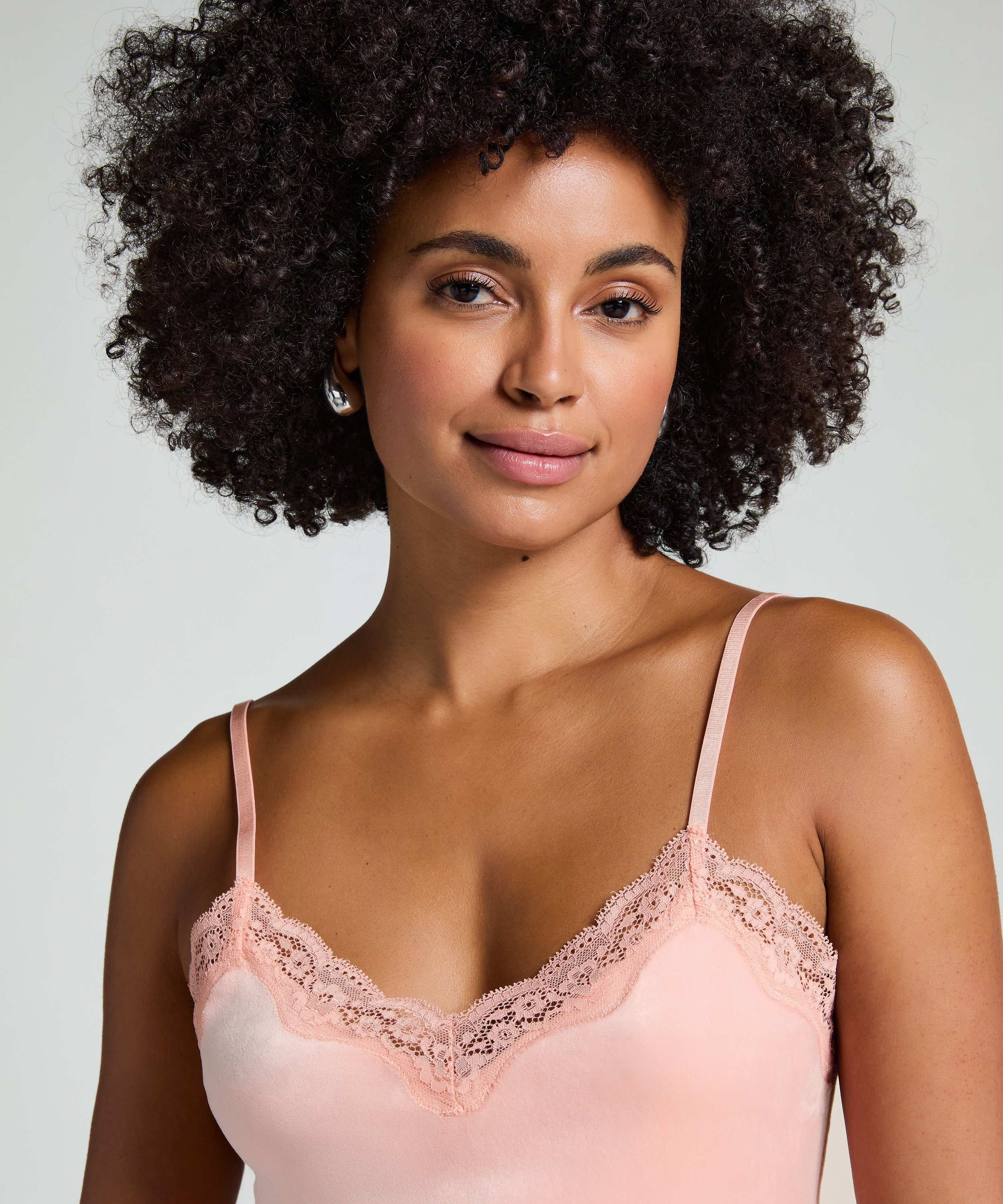Velours Lace Cami Top, Pink, main