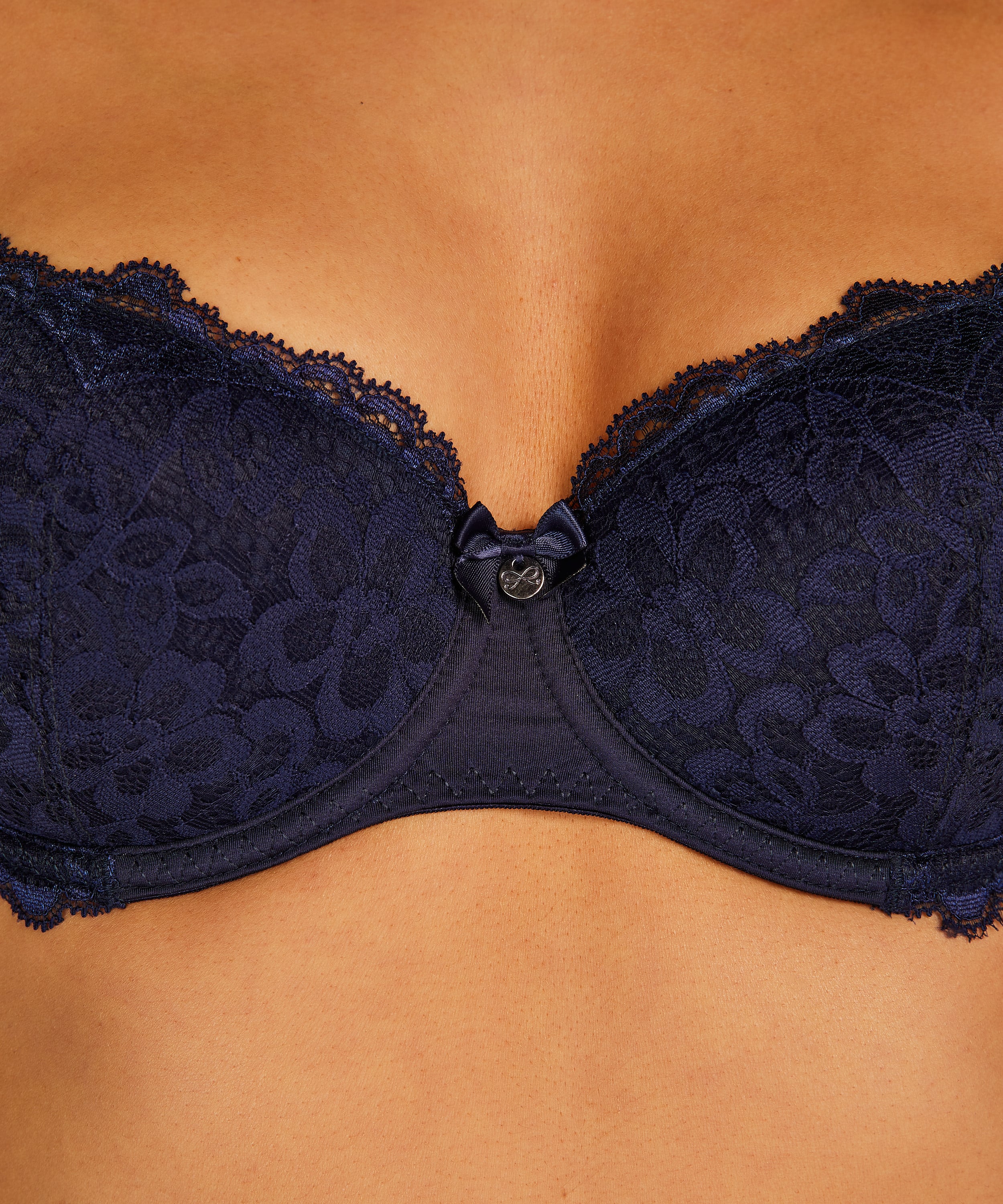Marine Padded Underwired Bra, Blue, main